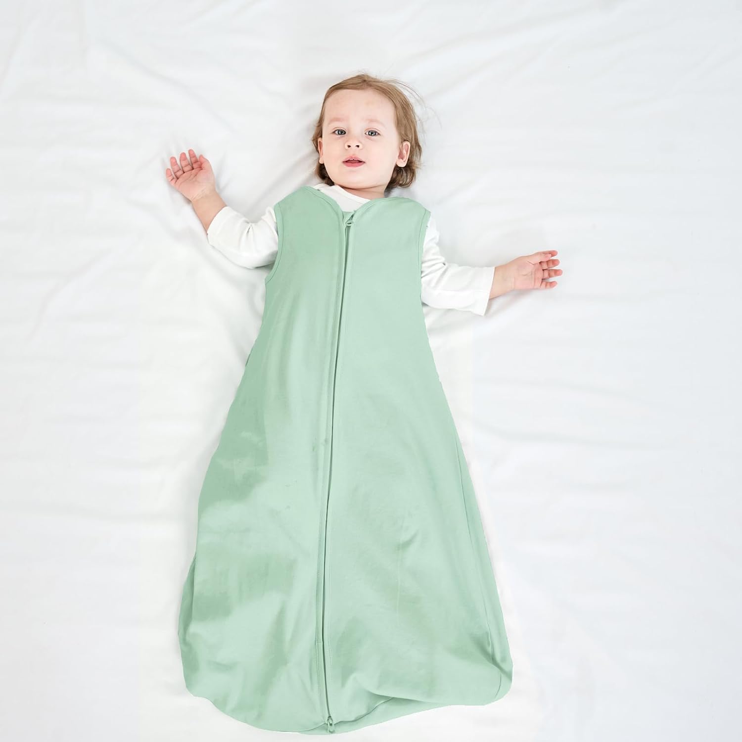 Sleep Sack 3-Pack 100% Organic Cotton Wearable Blanket Toddler Sleeping Bag Sleeveless Baby Sleep Sack 12-18 Months Swaddle Blanket 2-Way Zipper L Size