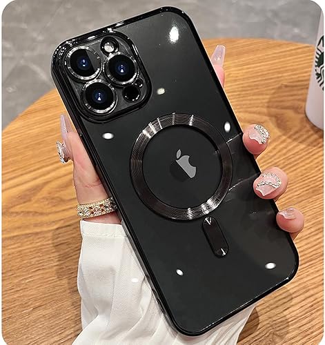 ZinLyuen Funda magnética transparente para iPhone 14 Pro Max compatible con MagSafe protector de lente de cámara integrado, suave a prueba de