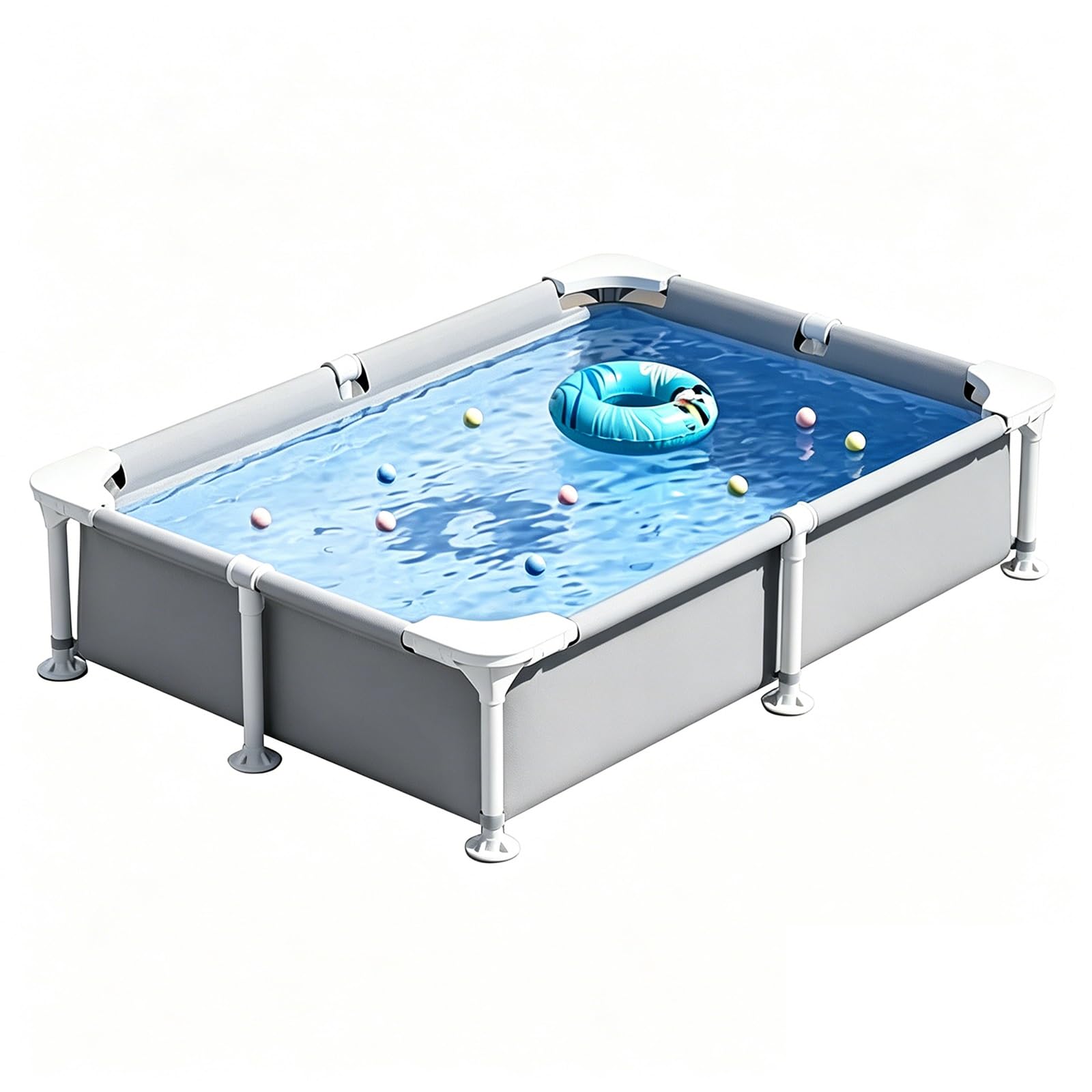 Piscina Rectangular Con Estructura Metálica 120-400 Cm Piscina Con Estructura Para Exteriores Piscina Elevada Con Estructura Piscina Con Estructura De Acero Y Paredes Laterales(120*92*33cm)
