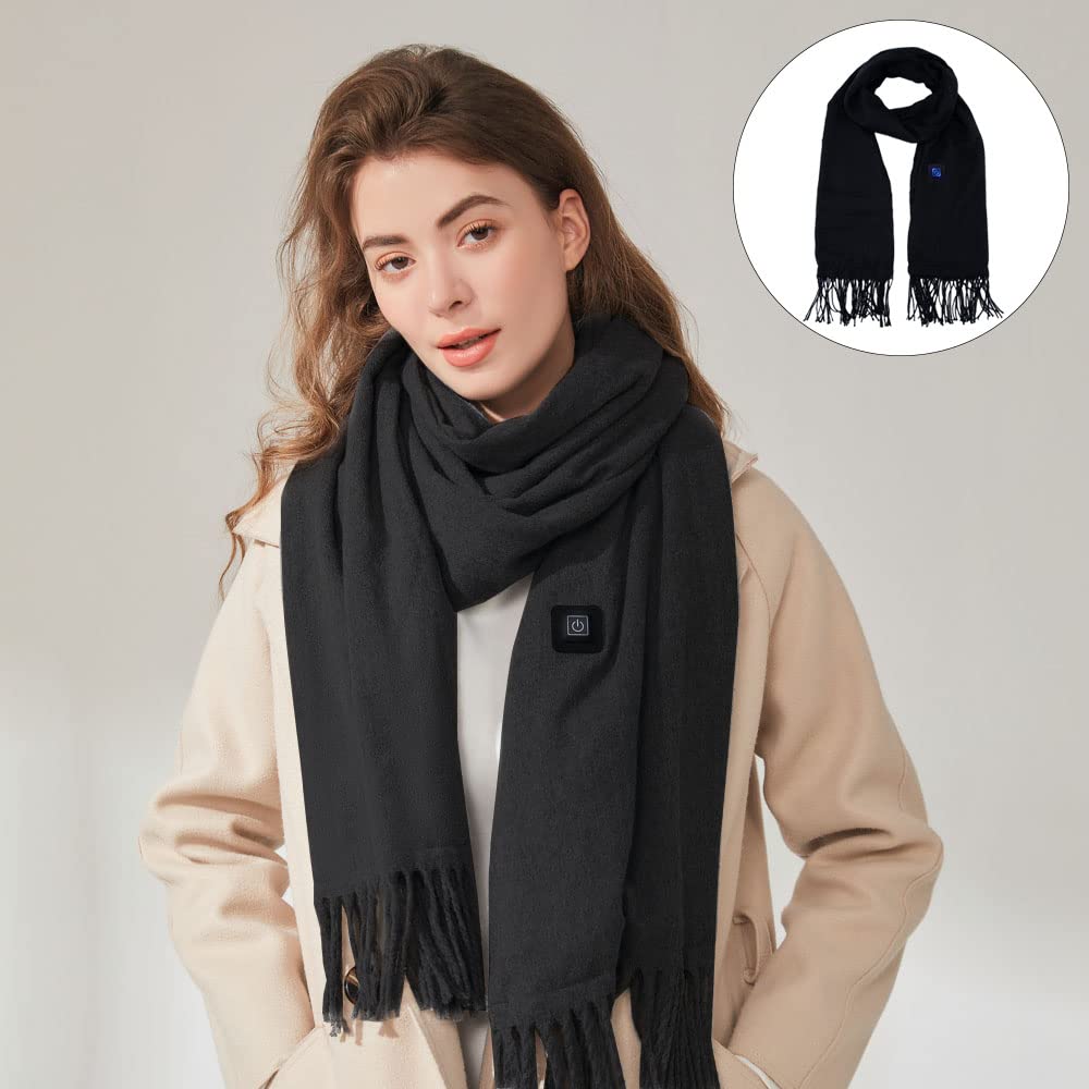 TopHomer Sciarpa riscaldata elettrica con cuscinetto riscaldante del collo USB, involucro del collo più caldo invernale per cappotto autunno inverno vestito donna uomo, Grigio+Beige+Nero, L