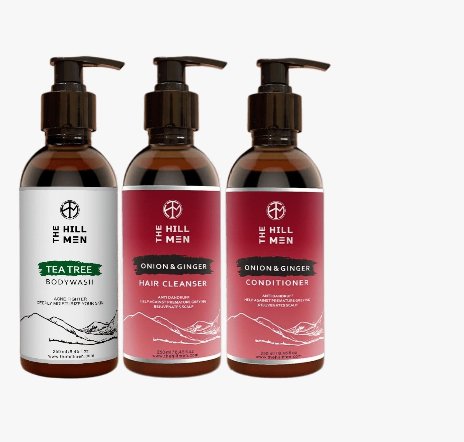The Hill Men -Tea Tree Bodywash,Onion & Ginger Hair Cleanser & Conditioner || 750 ml (3 Items In The Set) | Chemical Free & Alcohol Free-image-22