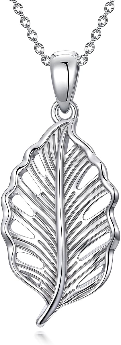 925 Sterling Silver Hollow Leaf Necklace for Women, Maple Leaf Pendant