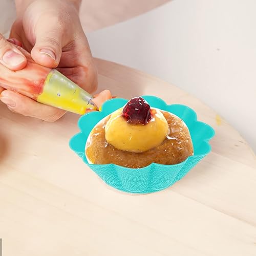 Miniatura 3 de Kichvoe Juego de 12 tazas de silicona para magdalenas, reutilizables, antiadherentes, con forma de flor, para magdalenas, tartas de huevo, aptas