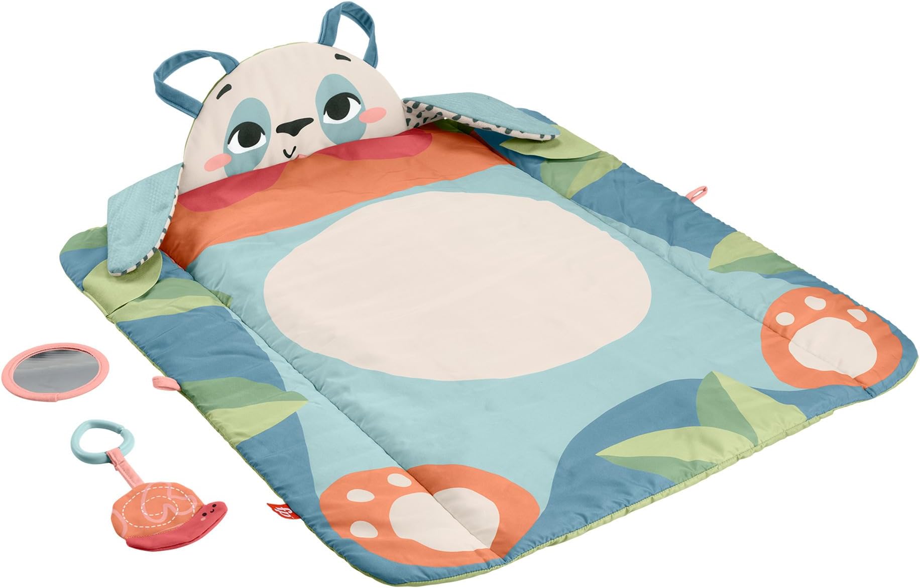 Fisher-Price Baby Activity Play Mat Planet Friends Roly-Poly Panda with 2 Toys for Newborn Tummy Time Play, Made of 90% Recycled Plastic and FSC Certified Packaging, HKD65