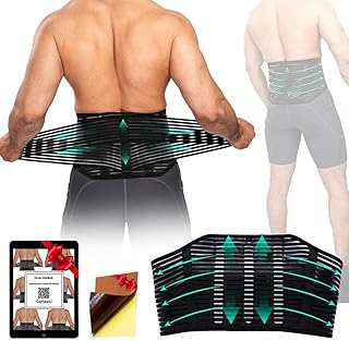 SUPER PRO Faja Lumbar para Hombre y Mujer - Soporte Lumbar Alivio Dolor de Cintura y Espalda Correas Doble Ajuste. Cinturón Lumbar Transpirable Trabajo. Faja Lumbar Deportiva. Gratis parches de calor