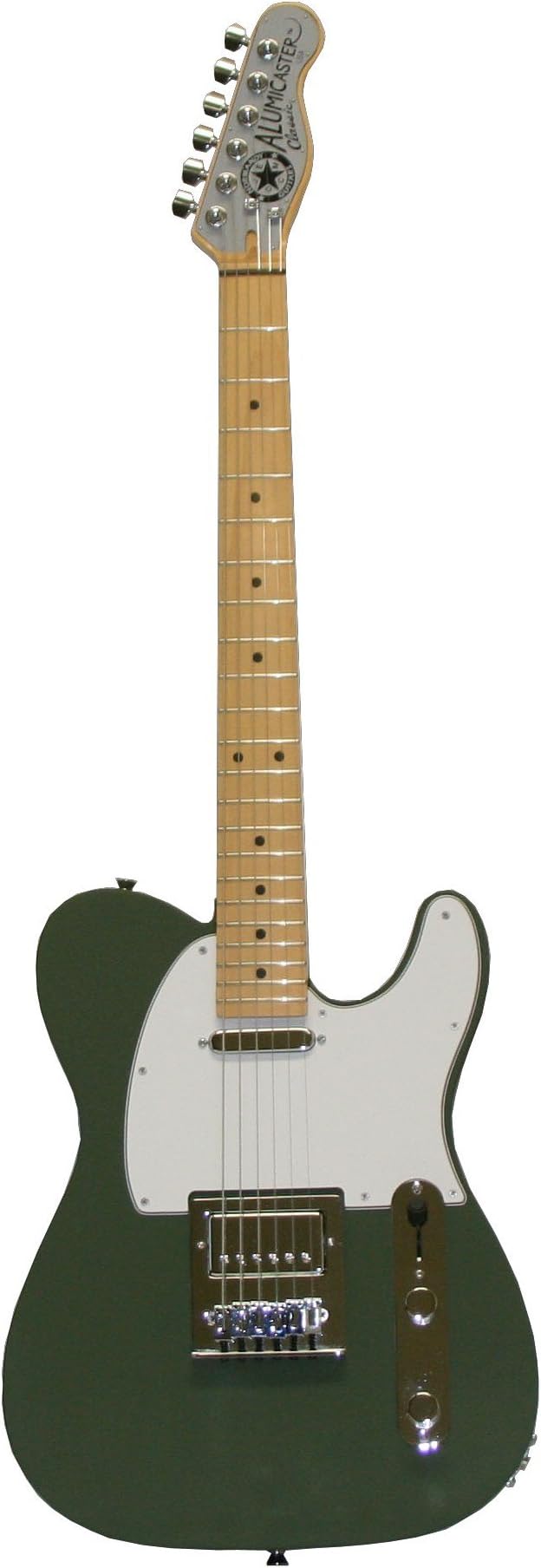 Normandy Alumicaster Electric Guitar, Powder Coated Army Green with Maple Fretboard