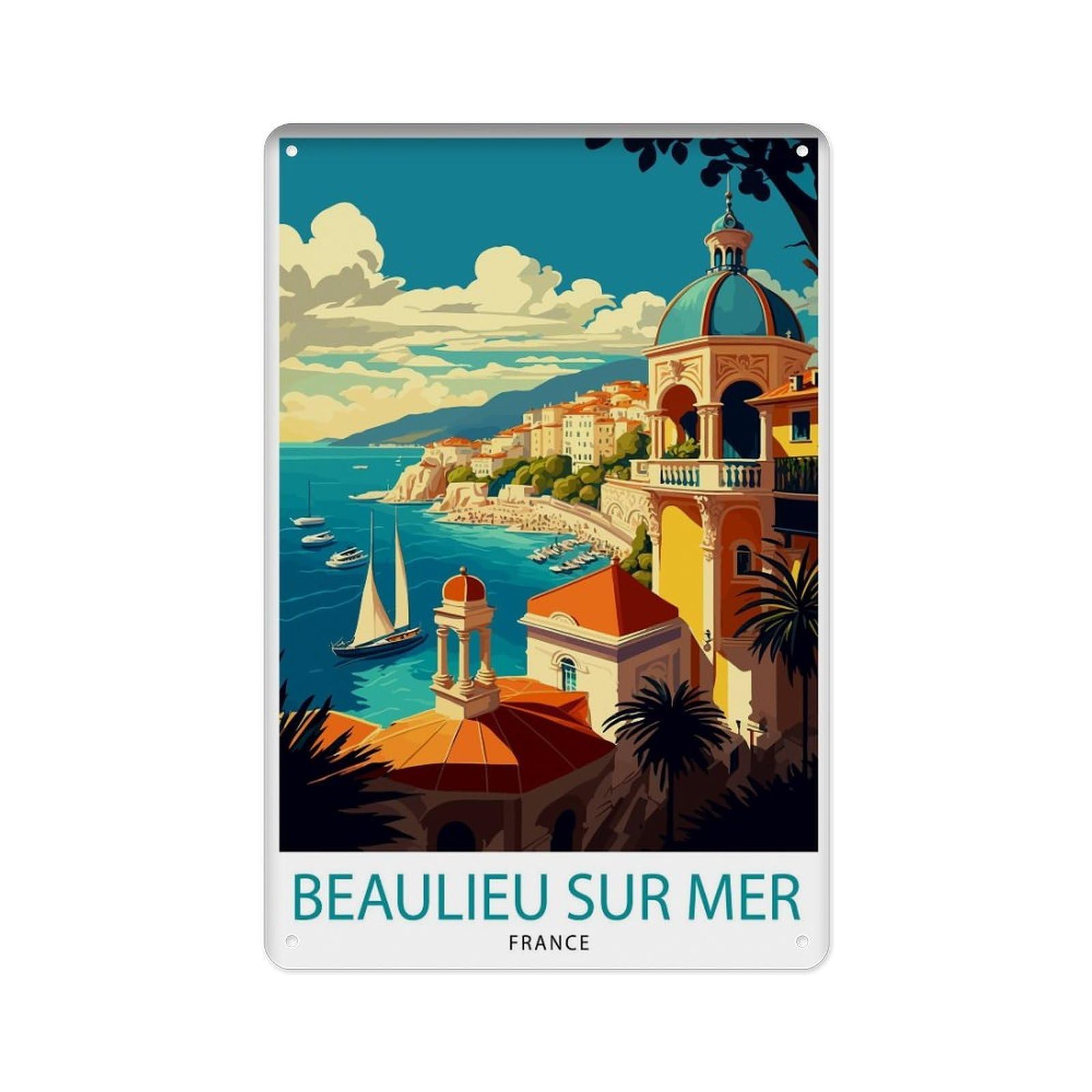 peiyeety Metal Tin Sign Belleau-Sur-Mer Travel French Riviera Belleau-Sur-Mer Poster French Travel Belleau-Sur-Mer Art 8 X 12 Inch