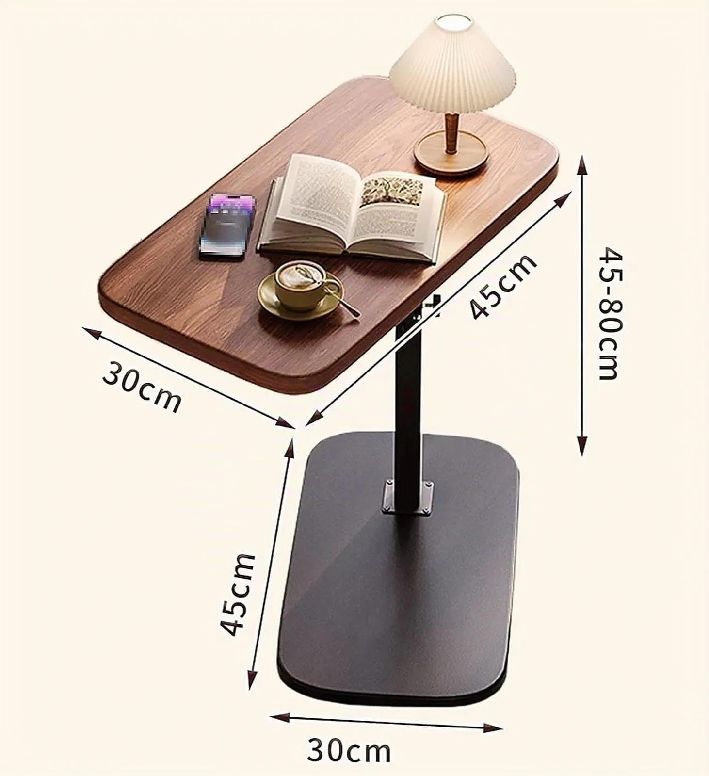 Mesa Auxiliar en C con Altura Ajustable, Mesa sobre Cama con Bandeja Giratoria 360°, Mesa Lateral para Sofá para Espacios Pequeños, Mesita de Noche o para Salón(D)