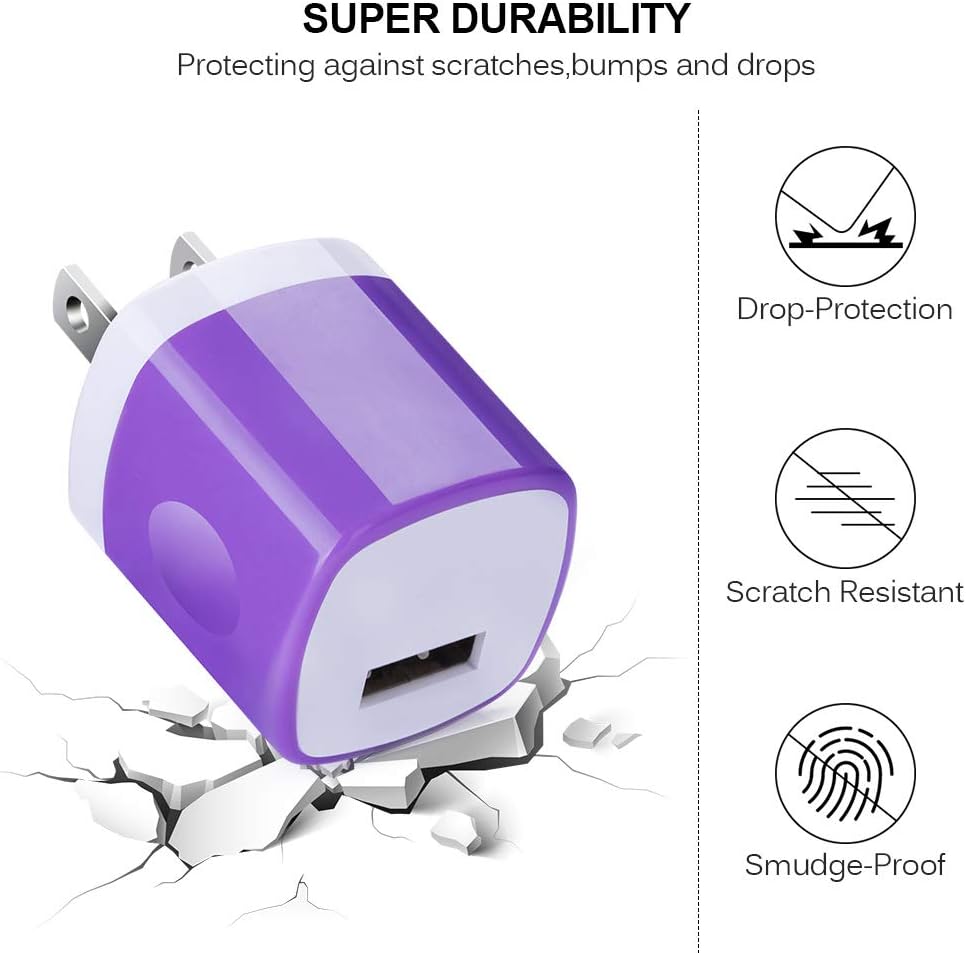 USB Wall Charger,TePoo 5 Pack Single Port 1A/5V Charging Block Power Adapter Plug Compatible with iPhone Xs Max/XR/X/8/7/6S/5,Samsung Galaxy S10e/S9/S8 Plus/Note 9 8,LG G8 G7,Moto,Pixel,Nexus,Android
