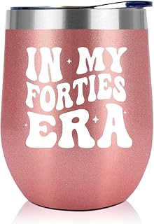 NewEleven 40th Birthday Gifts For Women - 40s Birthday Decorations For Women - 40 Year Old Gifts For Her, Sister, Mom, Daughter, Best Friend - In My Forties Era Wine Tumbler - 12 Oz Tumbler