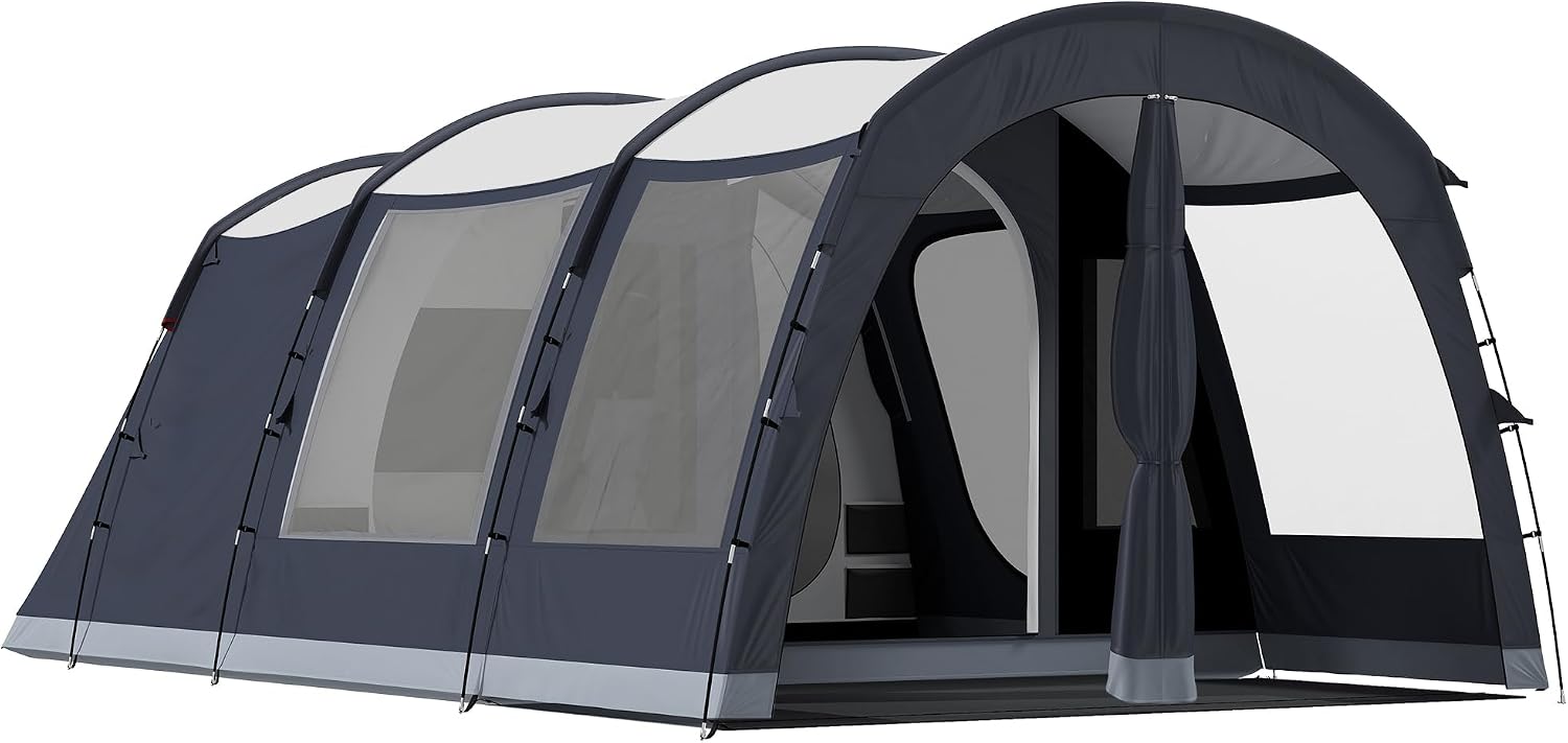 Outsunny Tenda da Campeggio a Tunnel 2-4 Persone 210cm Blu