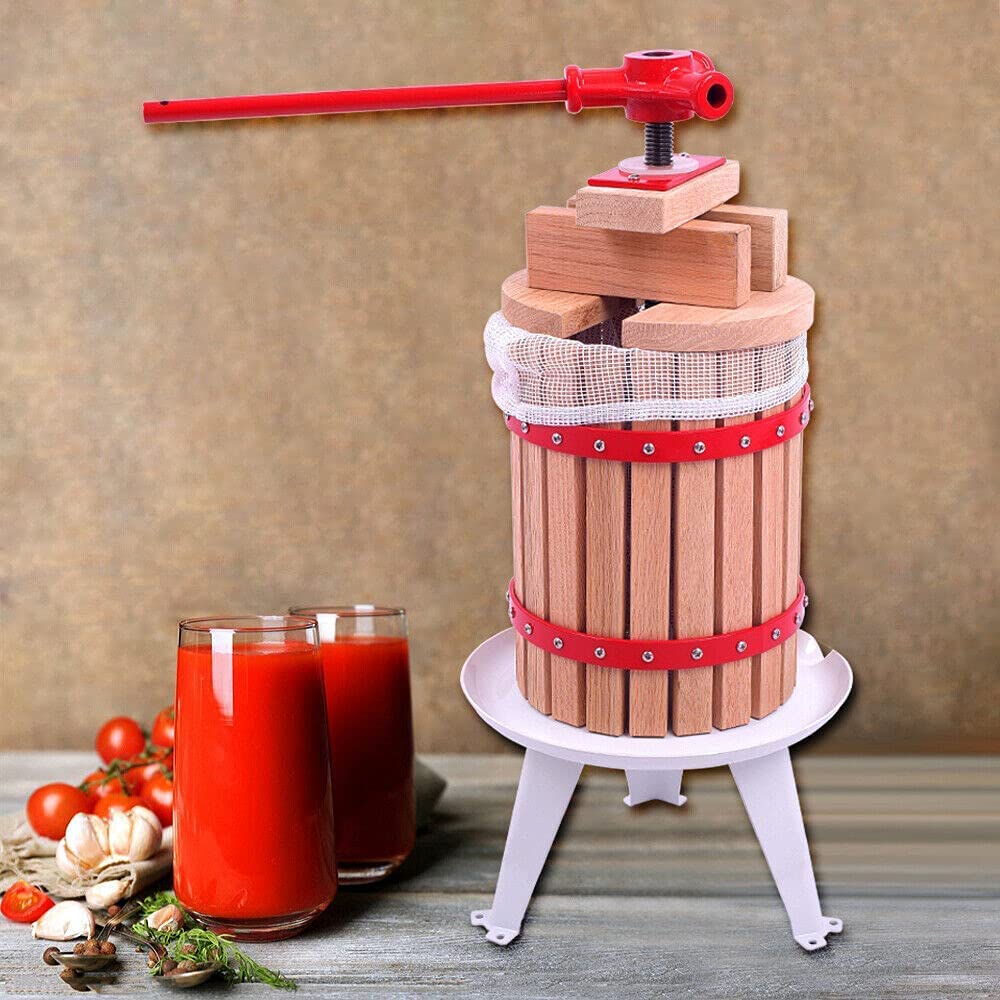 NAIZY 6L Manuell Obstpresse Weinpresse Fruchtpresse Saftpresse Apfelpresse SaftMaischepresse mit Presstuch (Obstpresse, 6L)