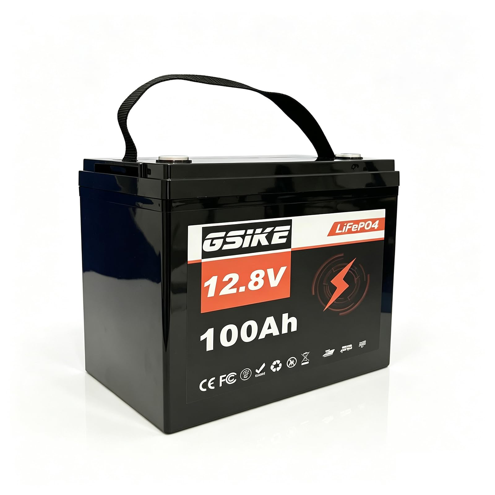 12.8V 100Ah LiFePO4 Batterie 1280Wh, 12V Lithium Batterie, 6000 Zyklen, 100A Max. Dauerlade- und Entladestrom, IP65, 4P4S erweiterbar, Solarbatterie für Wohnmobil, Wohnwagen, Boot, Off-Grid