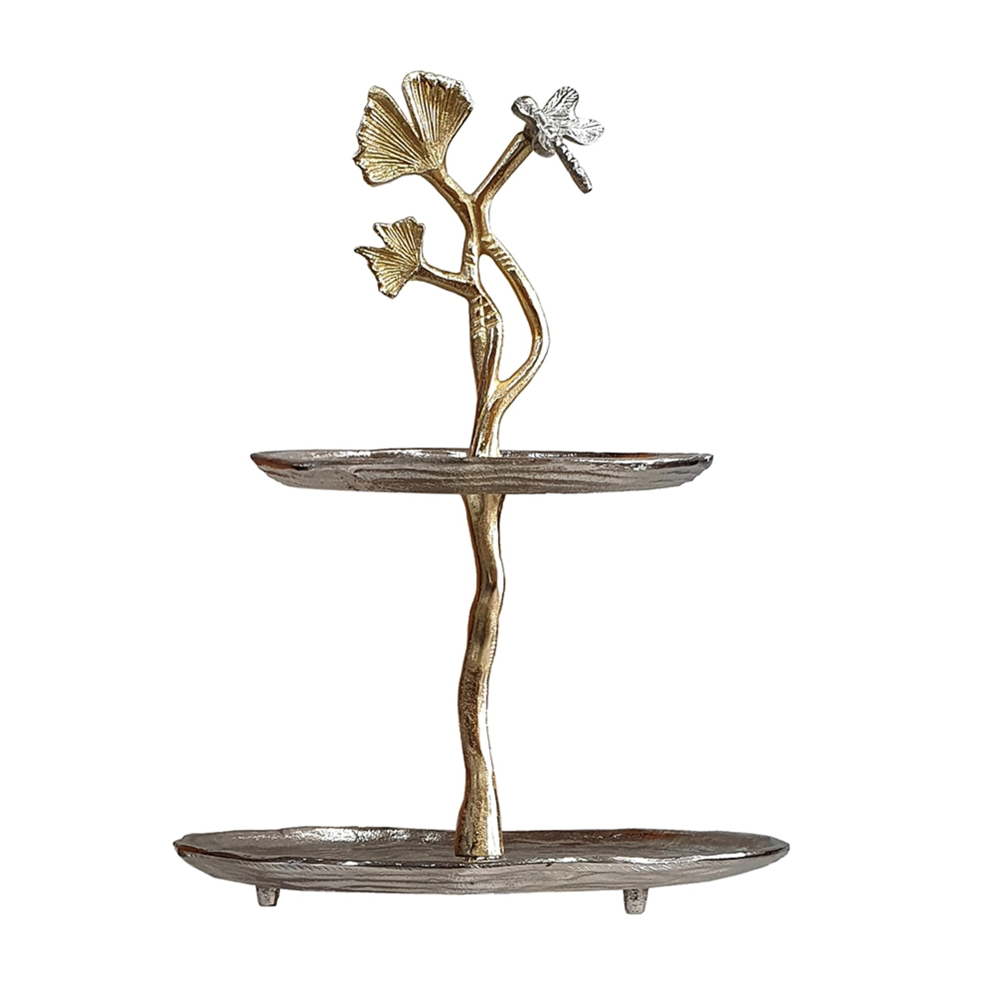 CC Home Furnishings Cherry Blossom Aluminum 2 Tier Stand - 16