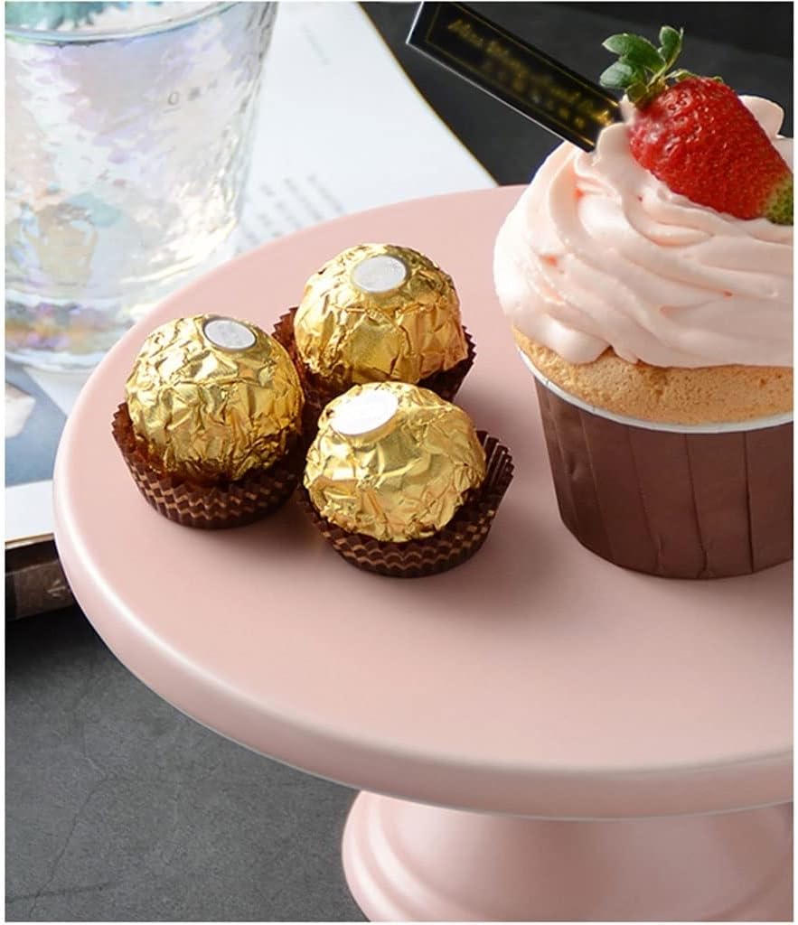 Cake Stand Pink Girl Cake Table Ceramic Matte Wedding Birthday Dessert High Cake Stand Shop Baking Cake Stand Party Graduation Ceremony Cupcake Stand(Medium)