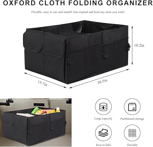 Miniatura 2 de Organizador de asiento trasero para maletero de automóvil, caja de almacenamiento plegable con múltiples compartimentos con bolsillos, organizador
