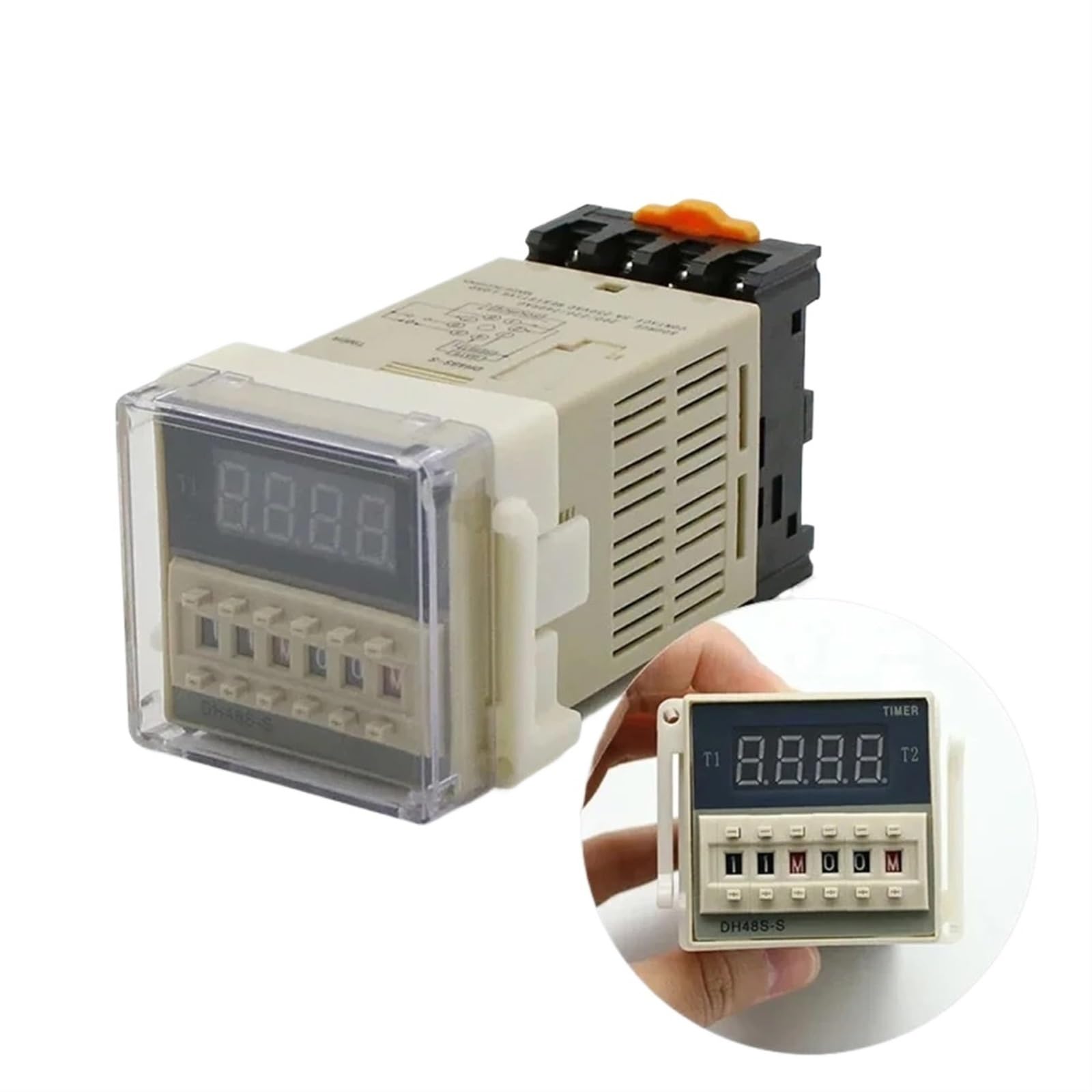 Minuterie programmable DH48S-2Z anti-panne pour relais rail DIN AC 110V