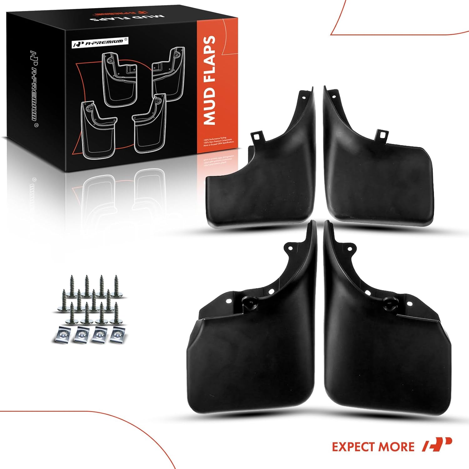 A-Premium Set of 4PCS Mud Flaps Splash Guards Mudguards Mudflaps with Hardware Kits Compatible with Toyota Land Cruiser, 1990-1997, Sport Utility, (Without Fender Flares), Front LH RH and Rear LH RH