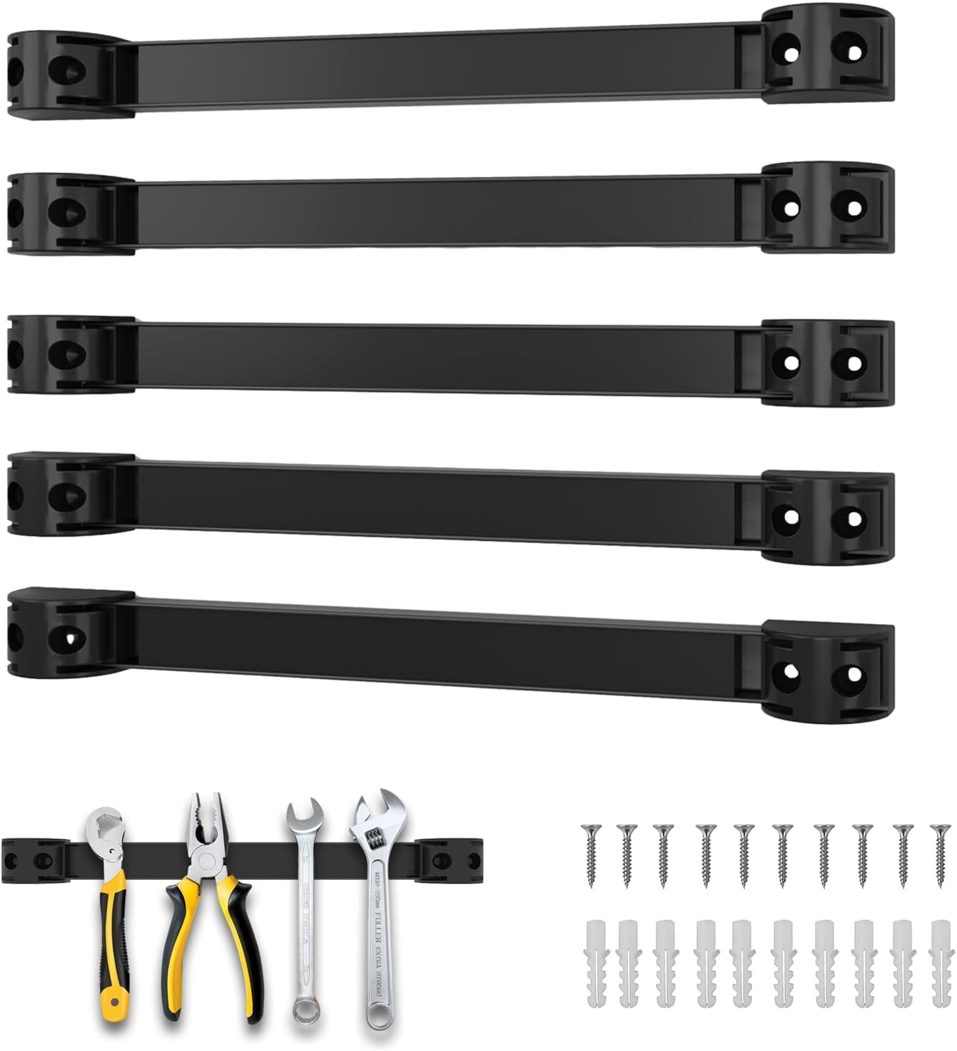 Barra magnetica per attrezzi, 5 pezzi, set di barre magnetiche da 30 cm, supporto magnetico da parete per cucina, garage, officina