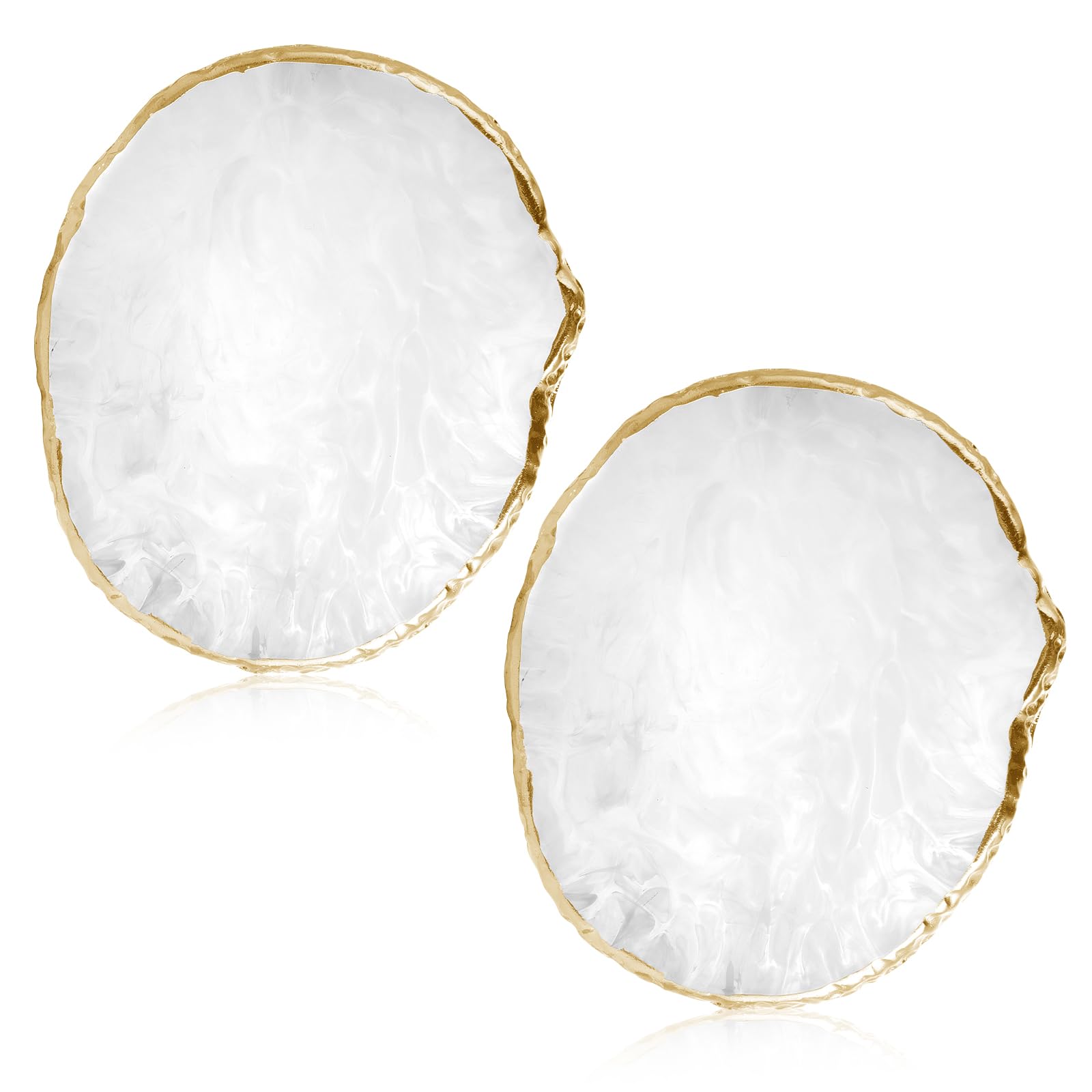 2Pcs Resin Nail Art Palette Nail Polish Palette for Gel Nail Art Gold Edge Nail Art Painting Mixed Color Plate Nail Holder Nail Art Display Board White