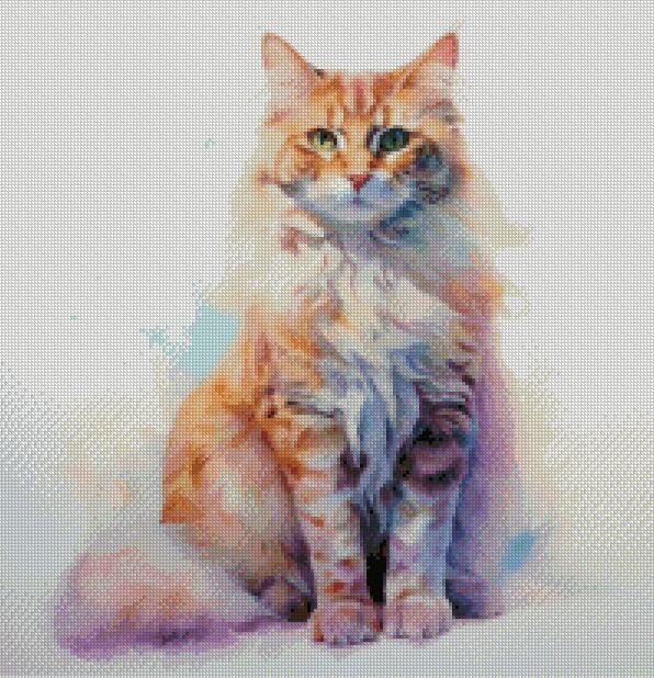 Kit broderie point de croix chat rose facile pour s'initier aux travaux manuels