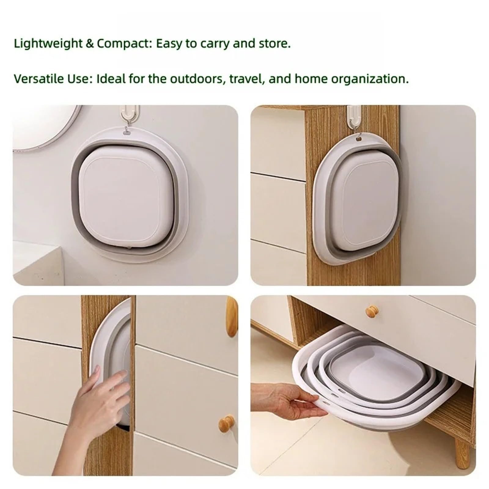 Set da 3 pezzi bacino pieghevole portatile vasca salvaspazio for viaggi, campeggio e avventure all'aria aperta Mater addensato Per Cucina