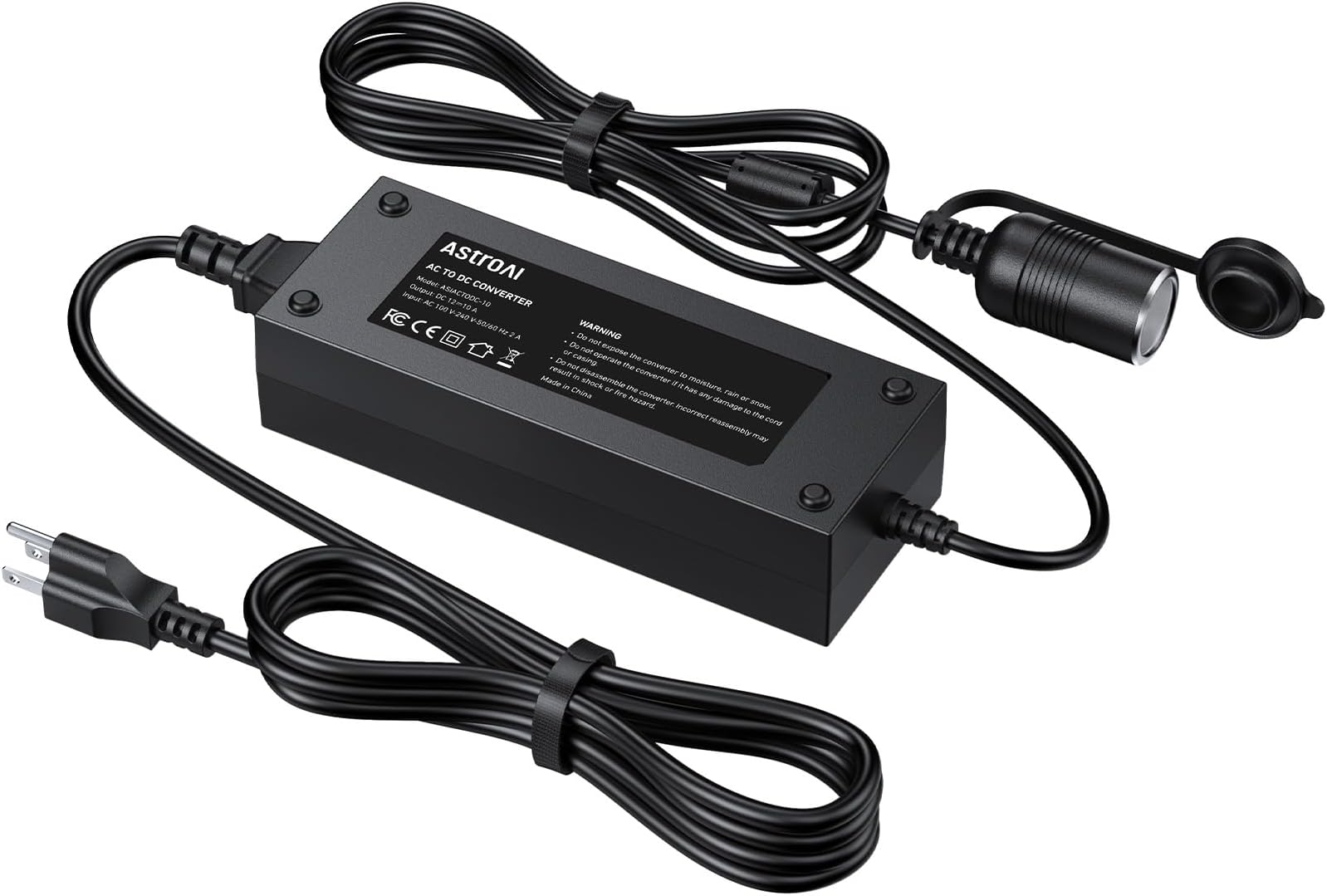 AstroAI AC to DC Converter 10A/120W/7.78FT/110V to12V Converter, Car Cigarette Lighter Adapter, AC/DC Power Supply Adapter Transformer for Inflator, Car Refrigerator, and Other Car Devices