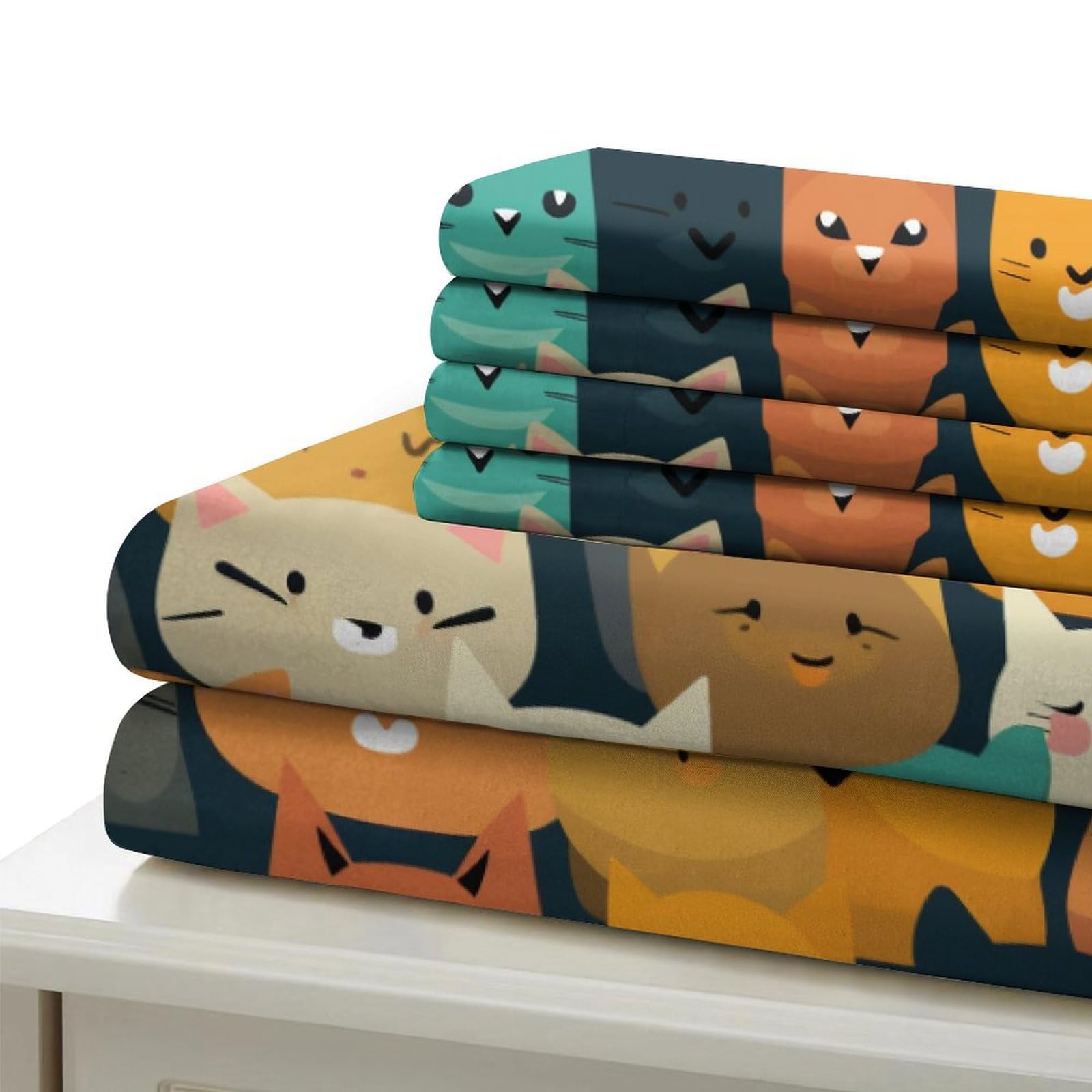 Impresas En 3D Gatos Juego De Ropa De Cama Infantil Microfibra Suave Funda Nórdica Fundas De Almohada 3 Piezas Cierre De Cremallera Double（200x200cm）
