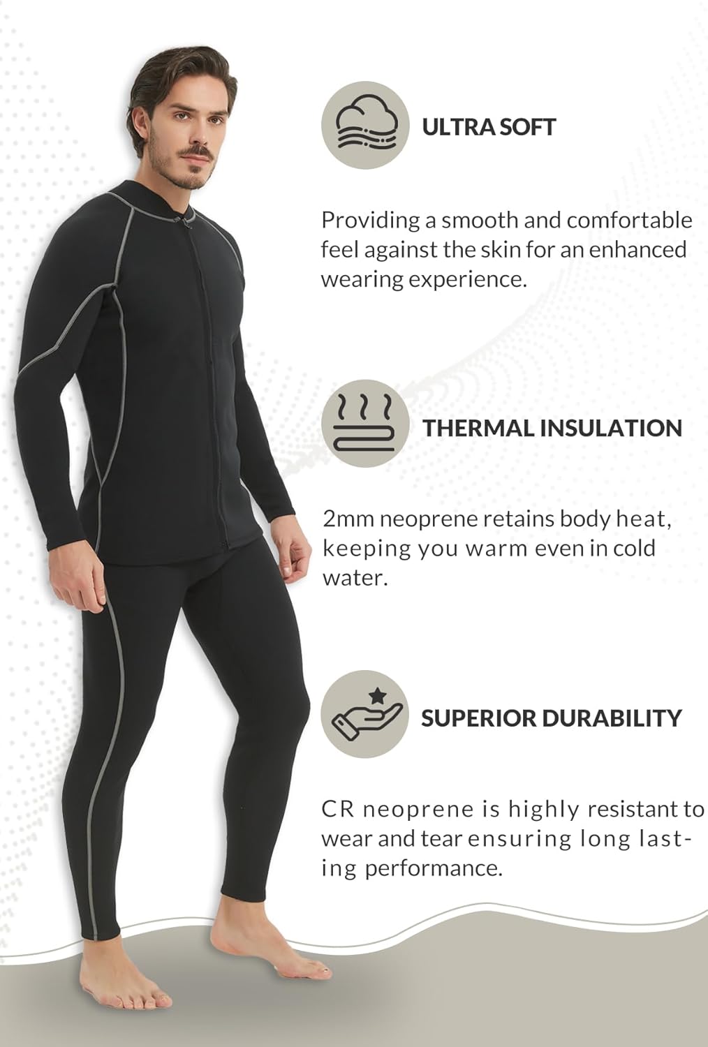 Lemorecn Men's Wetsuit Pants 2mm Super Stretch Neoprene, Wetsuit Shorts Men for Swimming Snorkeling Scuba Diving Surfing Kayaking Water Sports - Image 3