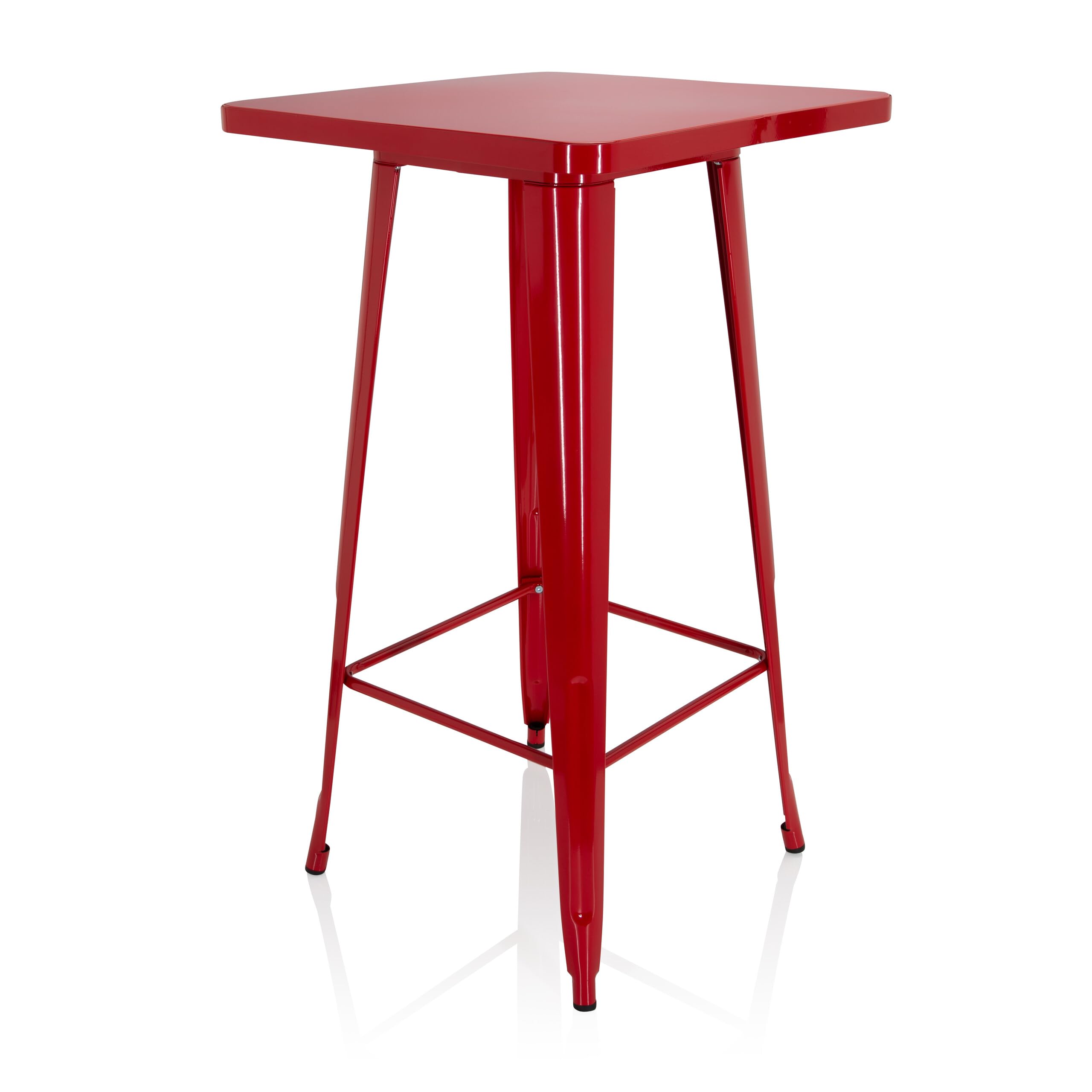 HJH Office 645062 Tavolo da Bar Metallo VANTAGGIO HIGH T Tavolo Alto Quadrato, Stile Industriale, Telaio in Acciaio Resistente, Rosso