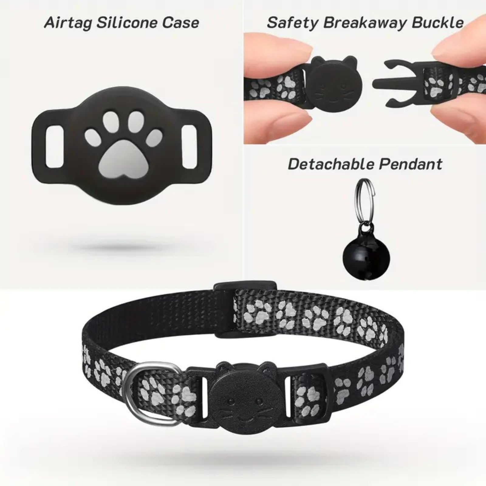 Collare GPS per gatti, GPS per gatti senza canone mensile, nessuna SIM richiesta (compatibile con Android e iOS), collare localizzatore compatibile con goo- gle Find My