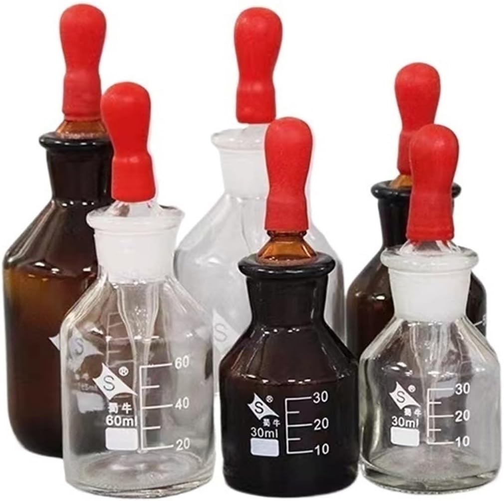 2pcs/lot 30mL 60mL 125mL Brown White Lab Drop Bottle with Rubber Cap Graduated Dropper(30mL)