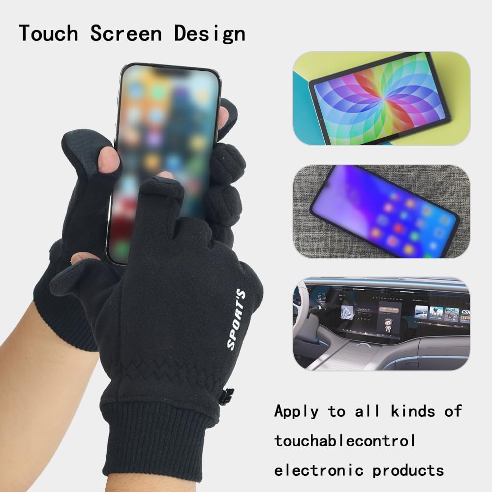Cycling Gloves, Outdoor Sports Warm Gloves, Touch Screen Phone Friendly (Women Grey) - Image 4