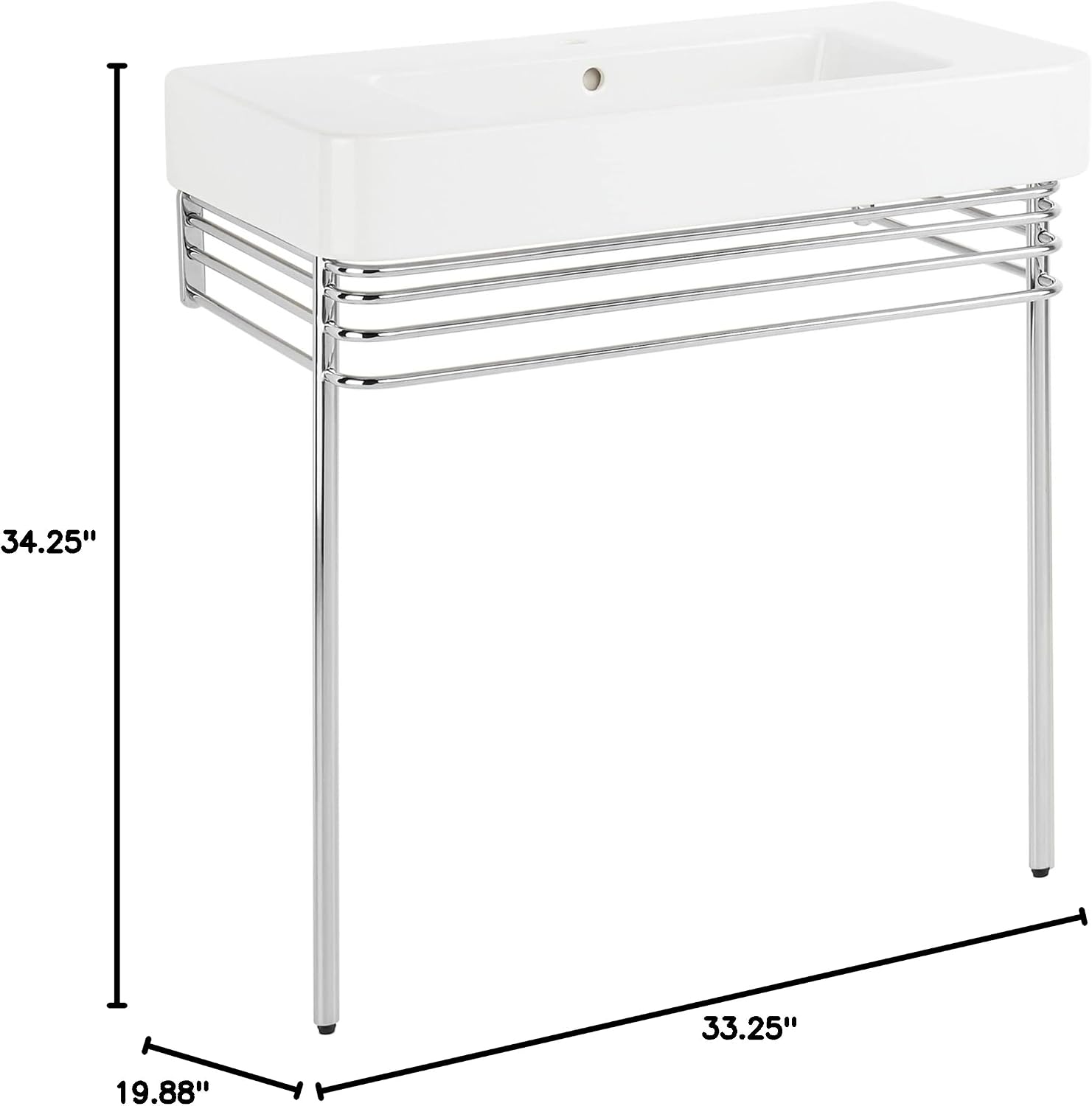 Signature Hardware 483608 Burleson 33-1/4" Brass Console Bathroom Sink with Single Faucet Hole