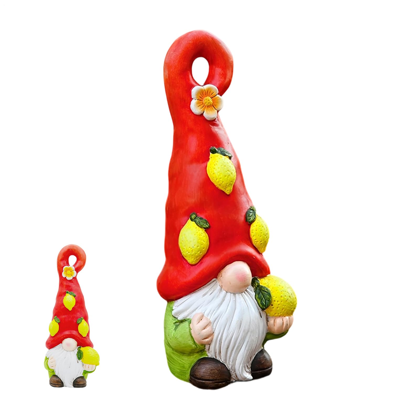 Statuette de gnome Sculpture de Nain en Céramique aux Fruits