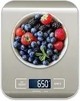 Balança de Cozinha de Inox, Visor Digital, Alimentos, Temperos, Remédios, Joias, Em Inox e Não Enferruja, Acompanha Pilhas e Manual, Pronta Para Uso, Ideal Para Dietas, Cozinhas e Restaurantes