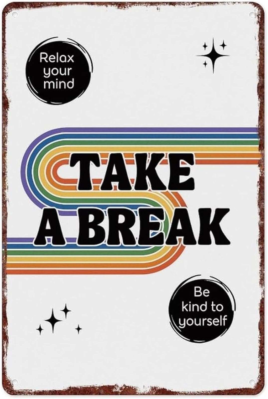 Kcdfdvjfbm One Color Take A Break Vintage Aluminum Sign Relax And Unwind Motivational Wall Decor For Home Office Or Cafe 8 X 12 In