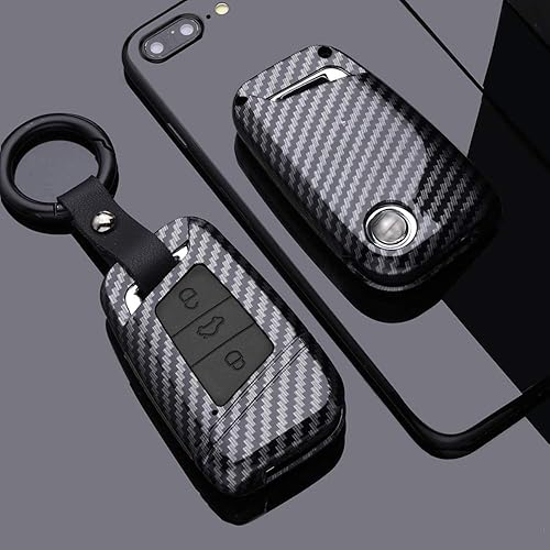 SANRILY 1 funda para llavero para Volkswagen Tiguan 2016-2018 Magotan Passat B8 B7 para Skoda Superb A7 llavero remoto sin llave con textura de