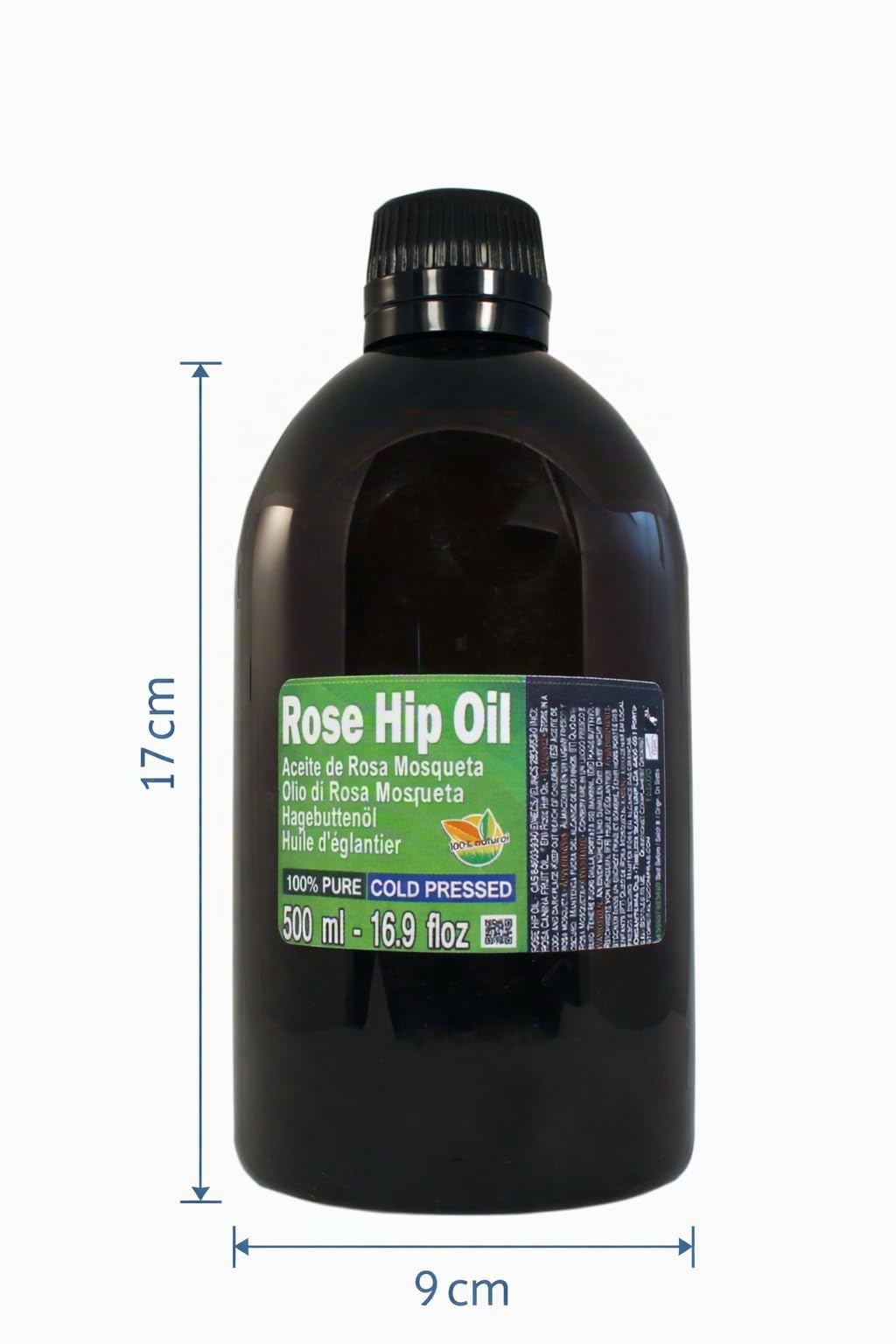 Olio di Rosa Mosqueta 100% puro. Extra Grande Bottiglia di 500 ml (Mezzo Litro)