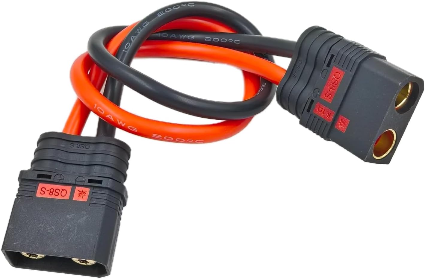 QS8-S Male to QS8-S Anti-Spark Female Extension Cable Silicone for RC Drone Lipo Battery Electric Motorcycle E-Bike Output Cable Anti-Spark Male to Female, 10AWG Silicone, 11.8 inch