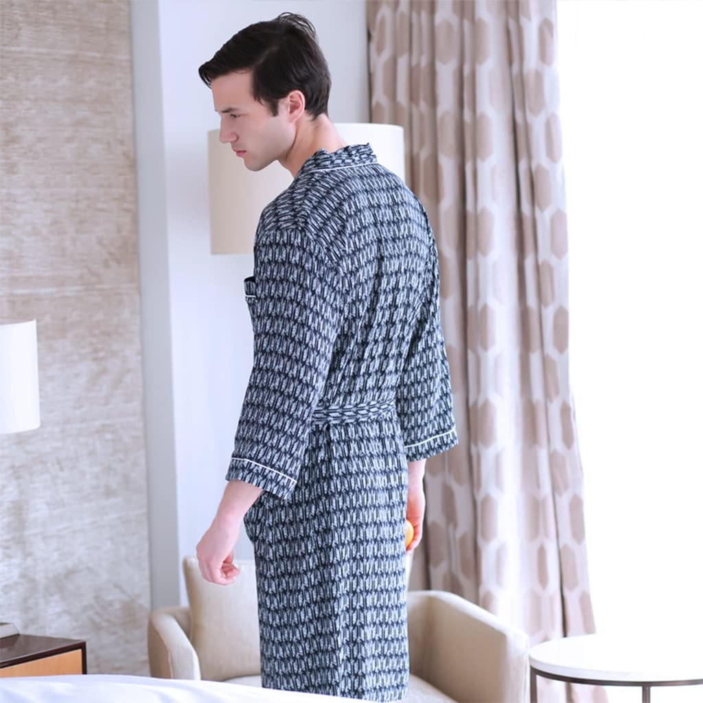 Albornoz para Hombre, Ligero, De Manga Larga, Camisas para Dormir, Moda Seca, Camisones Exóticos, De Lujo, Estampado, Absorbente, Transpirable, Túnica Yukata, Pijamas Finos De Verano