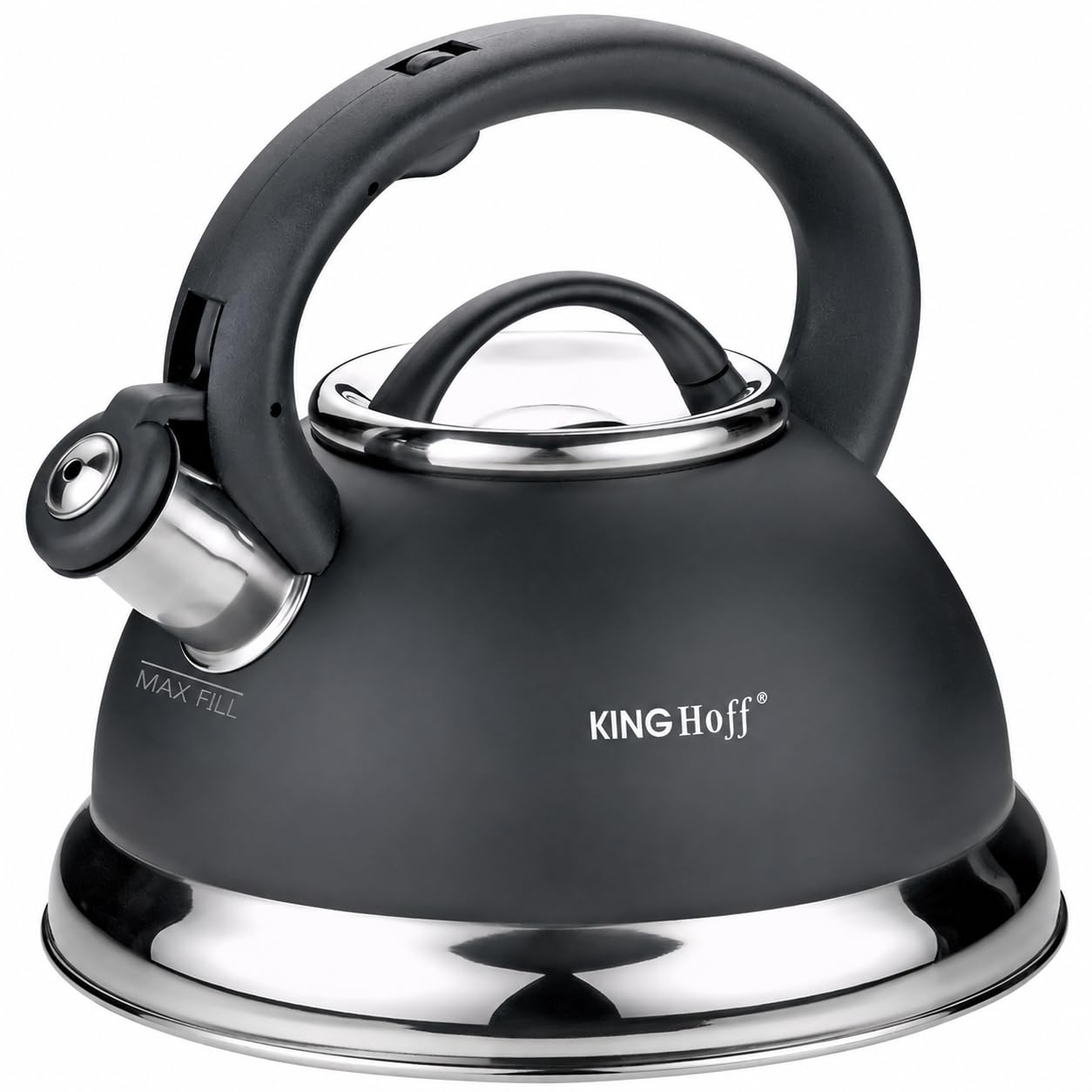 KH-3246 - Bollitore in acciaio inox con segnalazione a fischio, 3 l, per piani a induzione e tutti i tipi di piani cottura, 4 colori Nero