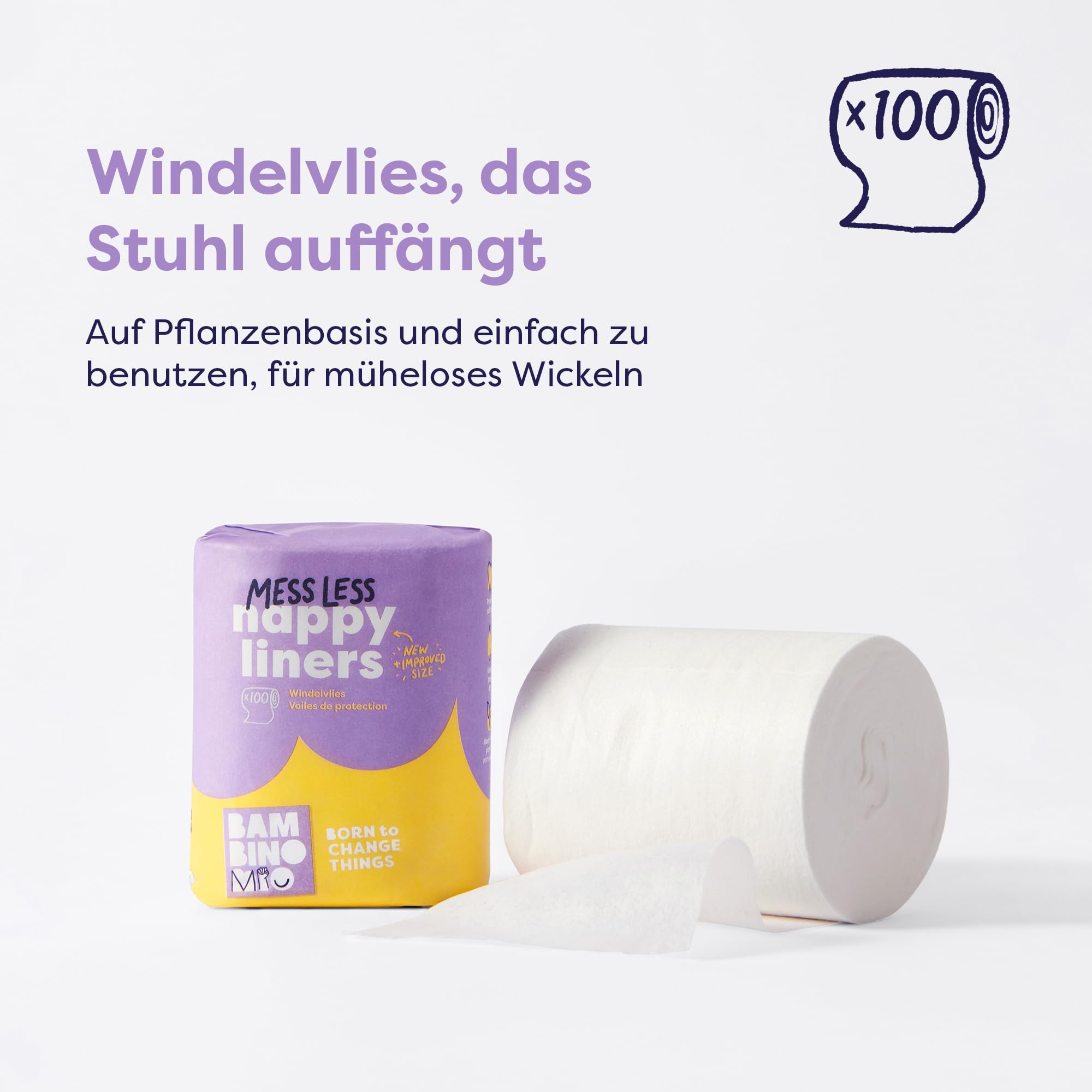 Bambino Mio, wiederverwendbare Windeln im Set - Probier's Mal Box, 5 x Stoffwindeln, 100 x Windelvlies, Laut