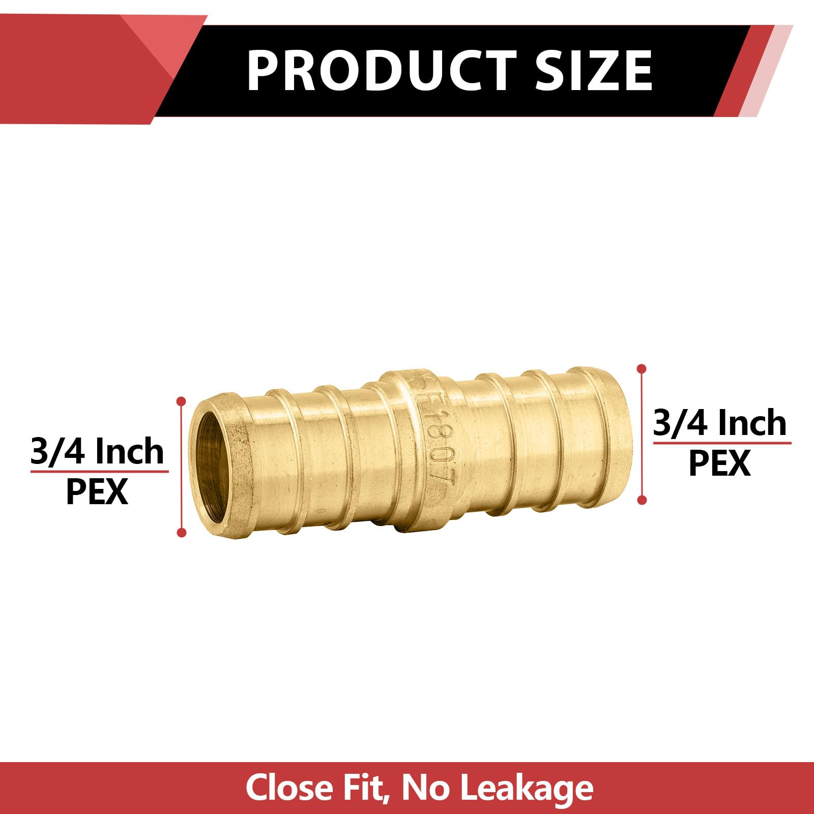Paquete de 100 accesorios de latón rectos EFIELD Pex de 3/4 pulgadas x 3/4 pulgadas para conexión de tubería Pex, ASTM F1807, ASTM F1807