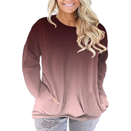 ROSRISS Plus-Size-Tops for Women Long Sleeve Casual Tunics V Neck Pockets Shirts