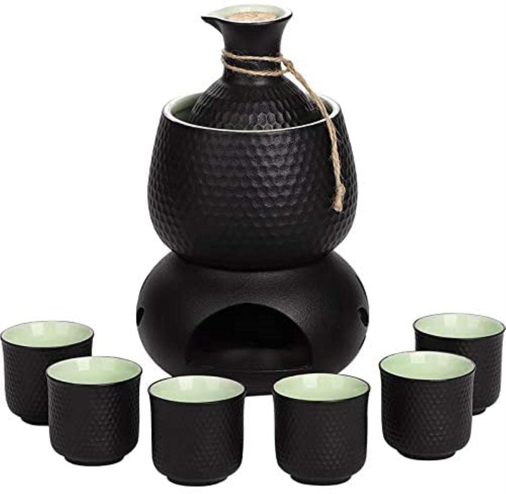 Japanisches Sake-Set (komplett), traditionelles Japanisches Porzellan für heißen Sake, Sakeflasche, Sakebecher, Weinwärmer, Heißweinkanne, Haushaltsset, Weinkanne