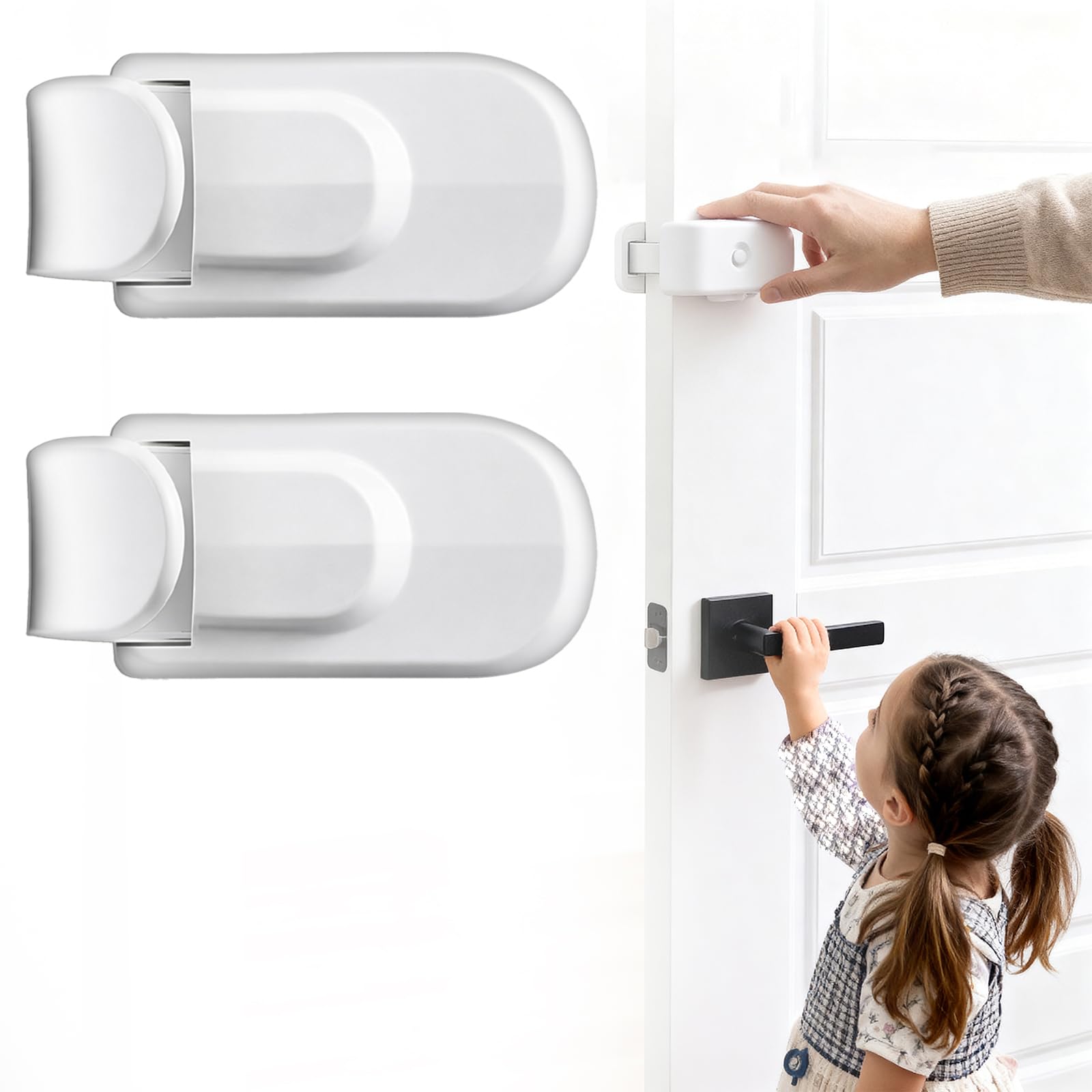 The Snap-On Door Lock Kids Can't Reach or Defeat - No Tools or Adhesives Required, 2026 New Snap On Door Lock - Child Proof Door Latch, Door Handle Safety Lock for Toddler, Cat & Dog (1pcs) — view 9