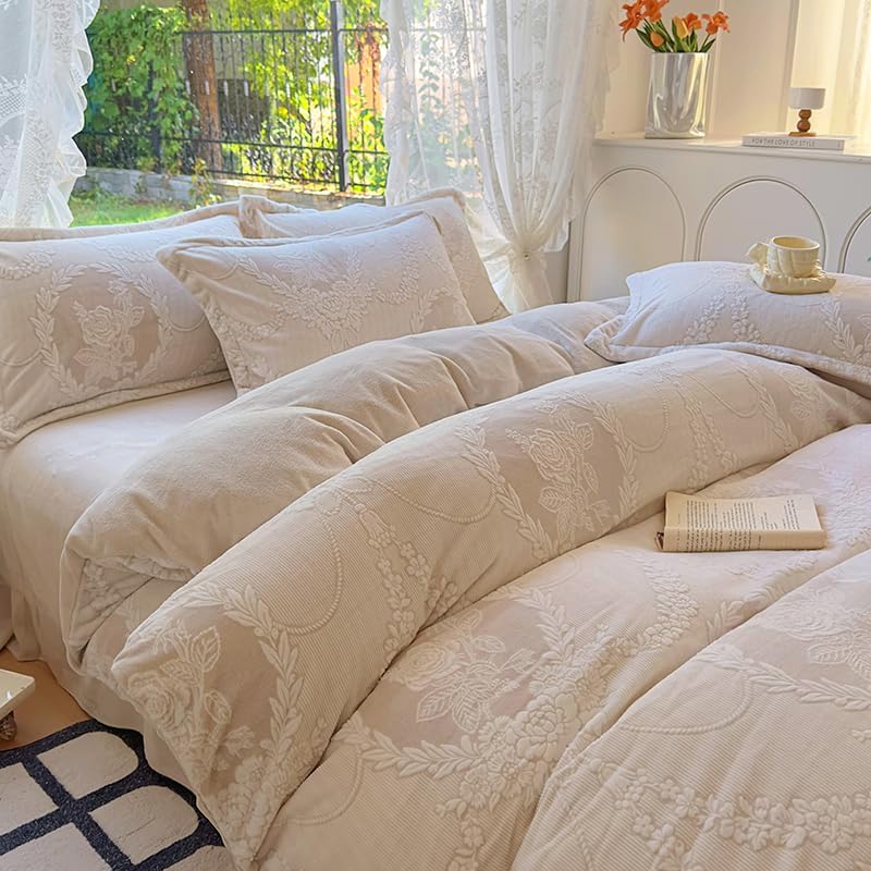 songlibin 布団カバー キング4点セット わふわ 暖かい 可愛い 寝具カバーセット 洋式 和式 あったか 毛布カバー 暖かい