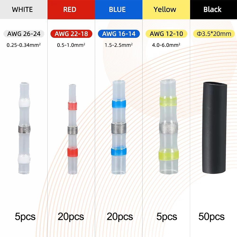 210 Pezzi Connettori Termoretraibili Per Saldatura - Kit Impermeabile Per Auto E Barche