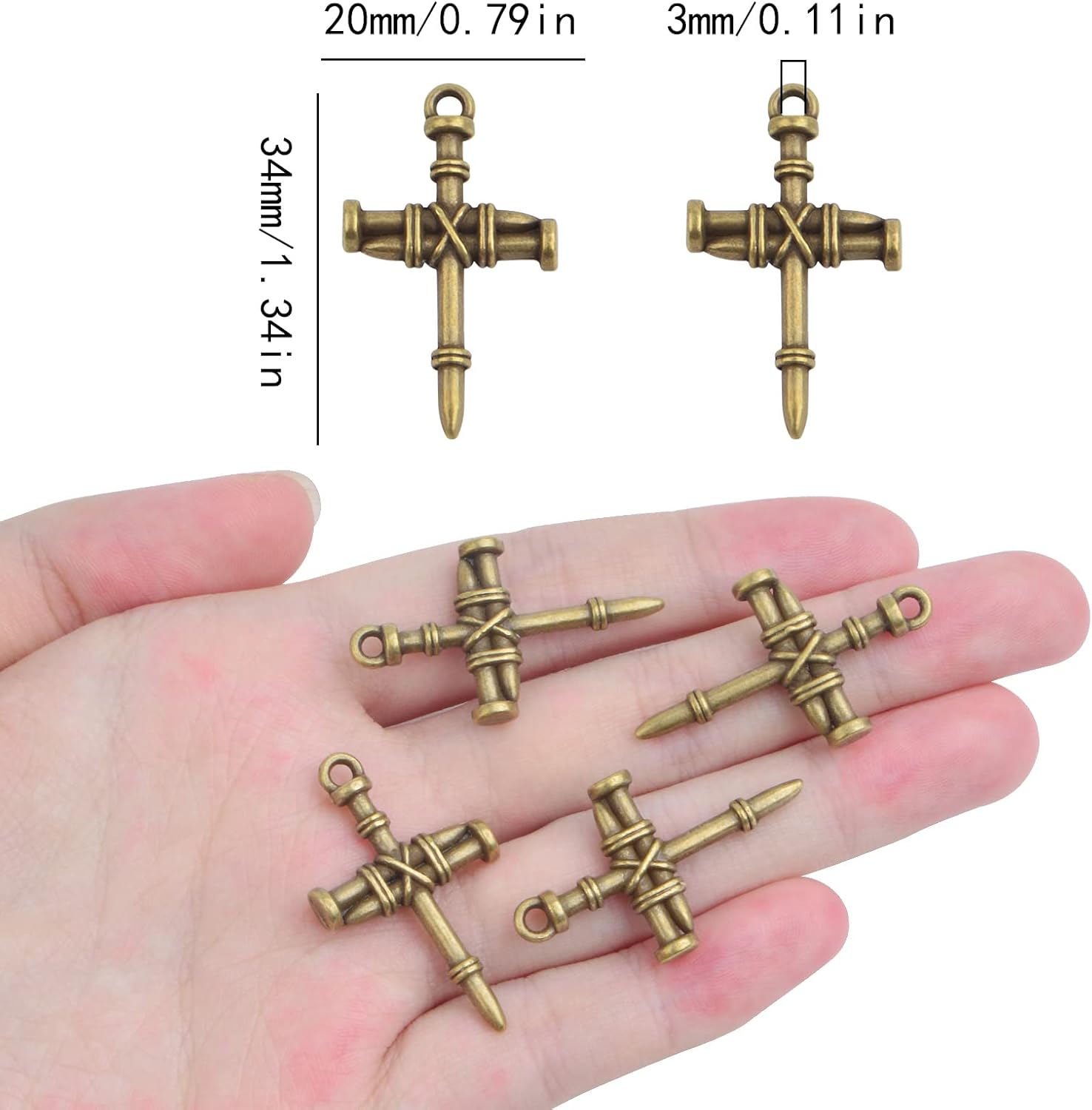 50pcs Cross Pendant Charms Alloy Religious Christian Jesus Crucifix Cross Pendants Craft Supplies for DIY Necklace Bracelet Jewelry Making Findings